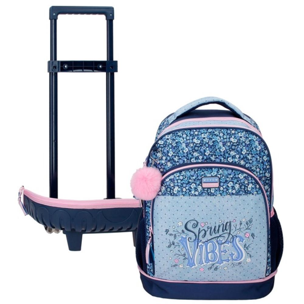 Ranac za školu 43cm sa točkićima Movom Spring Vibes blue 32629 - pogled 5