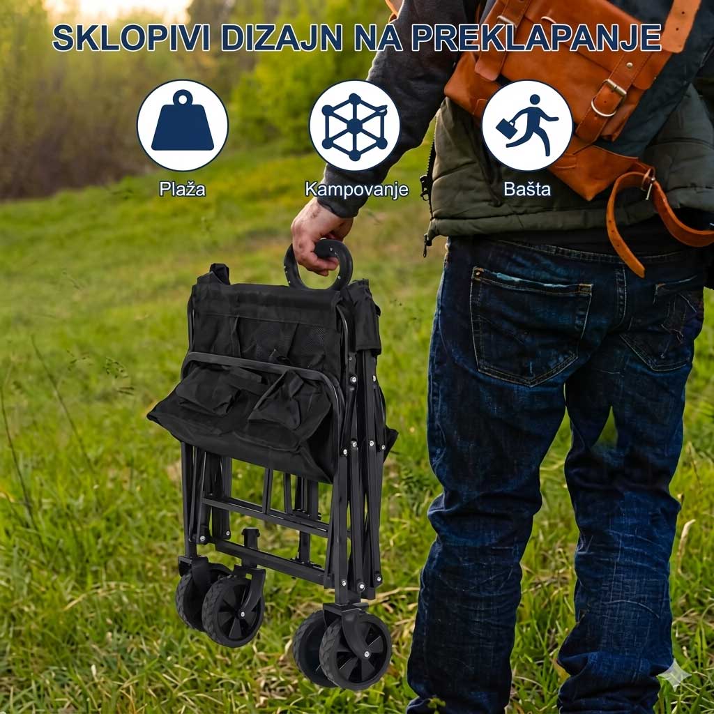 Sklopiva Kolica Za Šoping, kampovanje, Dvorište, Plažu - pogled 5
