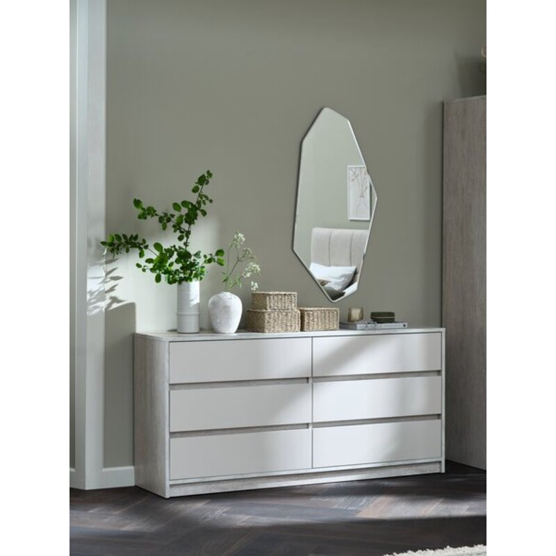 Komoda BILLUND 3+3 fioke, travertin/bež, 153x74x39 cm - pogled 5