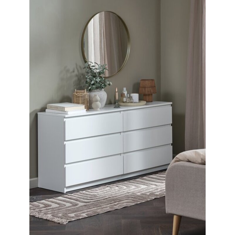 Komoda TANGE 3+3 fioke, bela, 153x72x40 cm - pogled 5