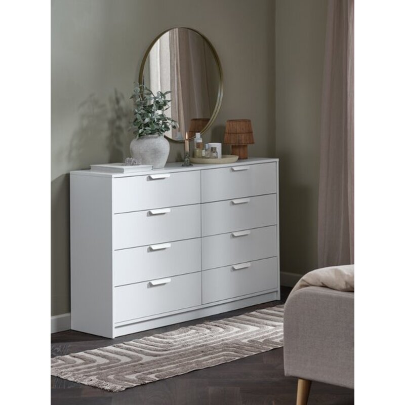 Komoda JENSLEV 4+4 fioke, bela, 139x89x36 cm - pogled 5