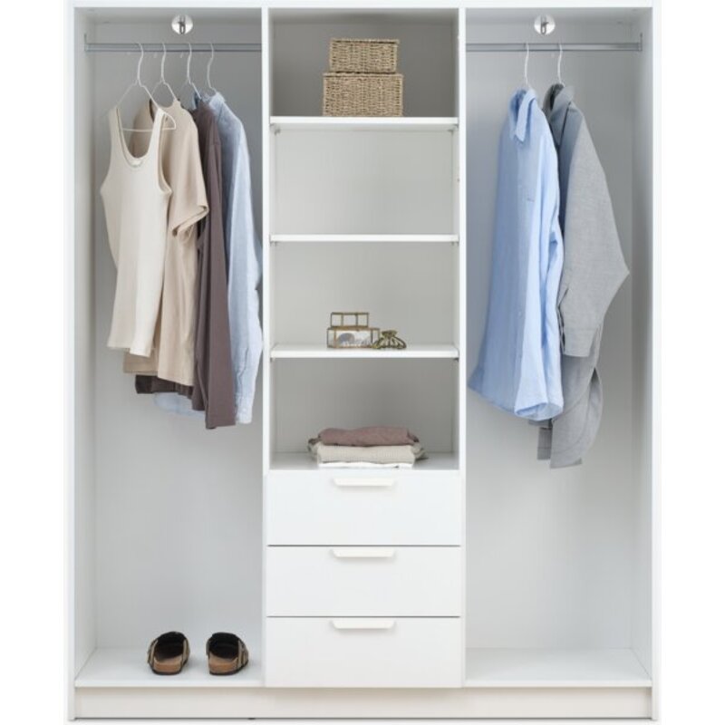 Ormar JENSLEV 144x176 cm, 3 vrata 3 fioke, bela - pogled 5