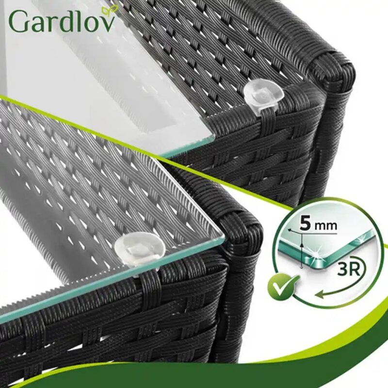 Gardlov Baštenski Set od Ratana - Klupa, Sto i Dve Fotelje, Crna - pogled 5