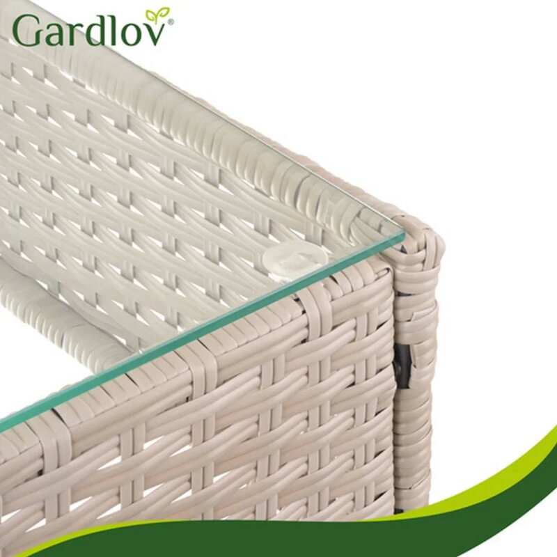 Gardlov Baštenski Set od Ratana - Dvosed, Dve Fotelje i Stočić, Bež - pogled 5