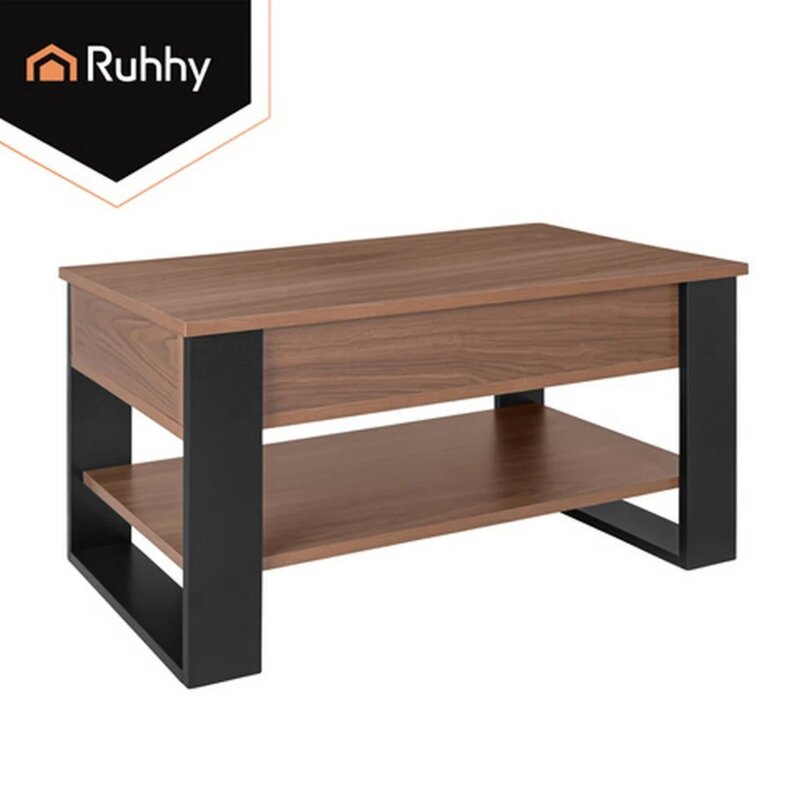 Klub sto Ruhhy sa podiznom pločom, hrast/crna, 92×51 cm - pogled 5