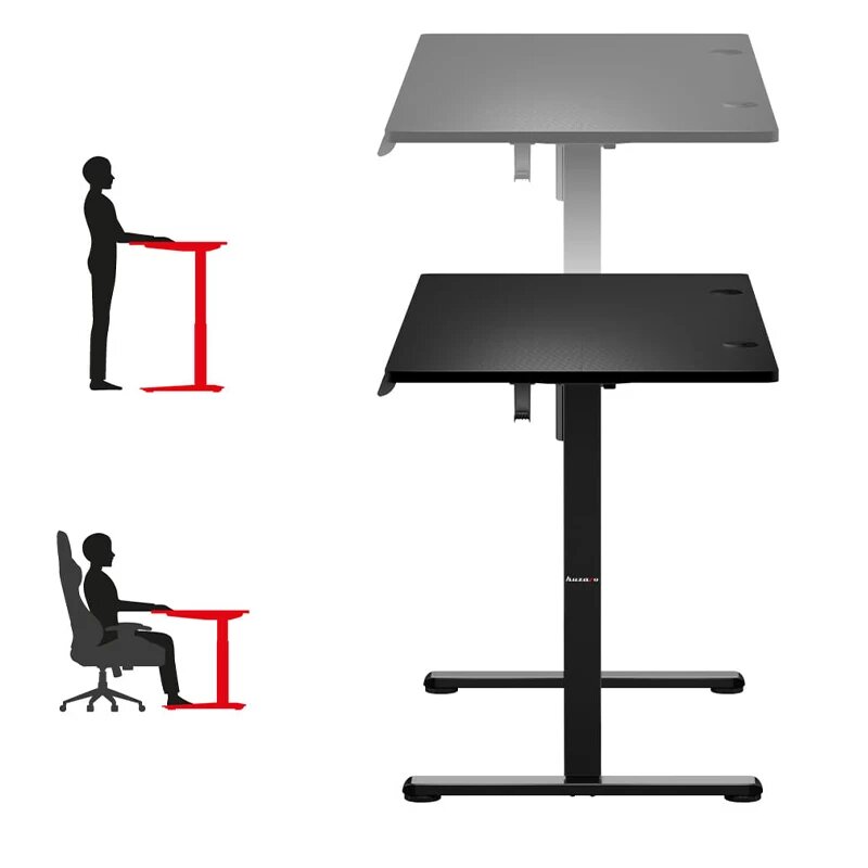 Huzaro Hero 8.2 Električni Gaming Sto, Crni, 120x60 cm - pogled 5