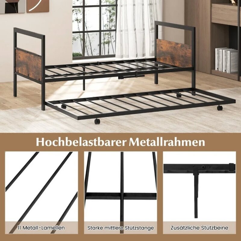 Metalni krevet na sklapanje 200x90cm sa pomoćnim krevetom na izvlačenje - pogled 5