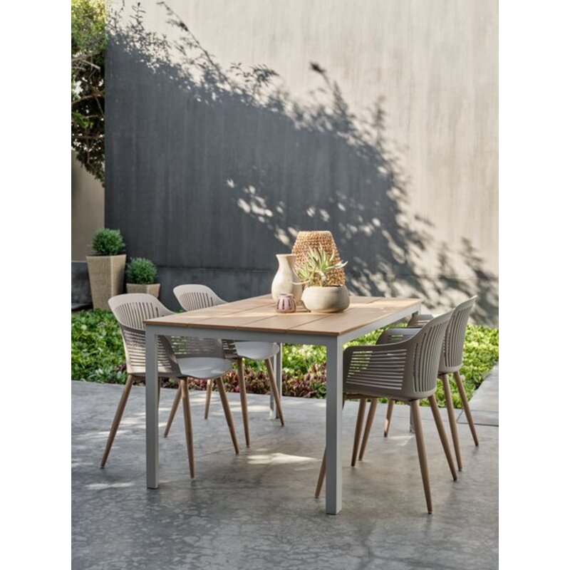 Baštenski sto MARIELYST 90x205 cm, aluminijum/veštačko drvo, bež - pogled 5