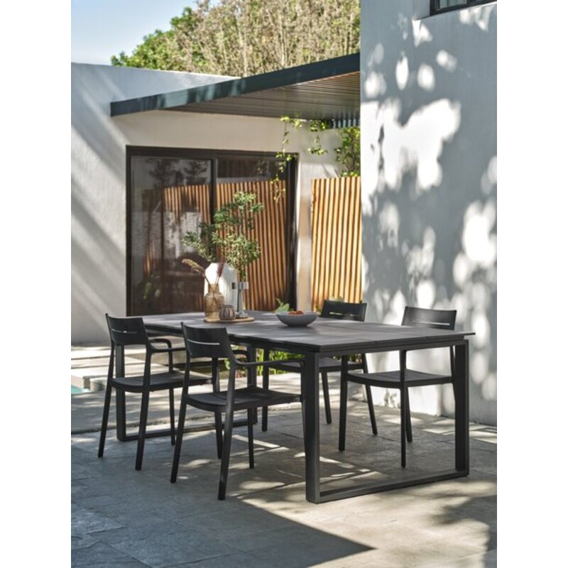Baštenski sto SONNERUP 100x215 cm, siva - aluminijumski ram, DURAWOOD® ploča - pogled 5