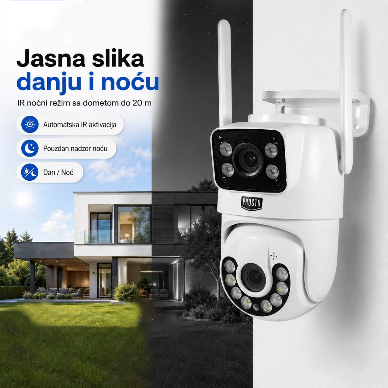 Wi-Fi sigurnosna kamera sa dva objektiva 2×3MP PTZ IR 20 m - pogled 5