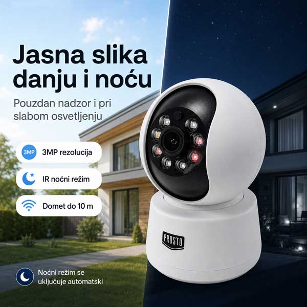 Wi-Fi sigurnosna kamera 3 MP 2,4/5 GHz PTZ IR 10 m - pogled 5