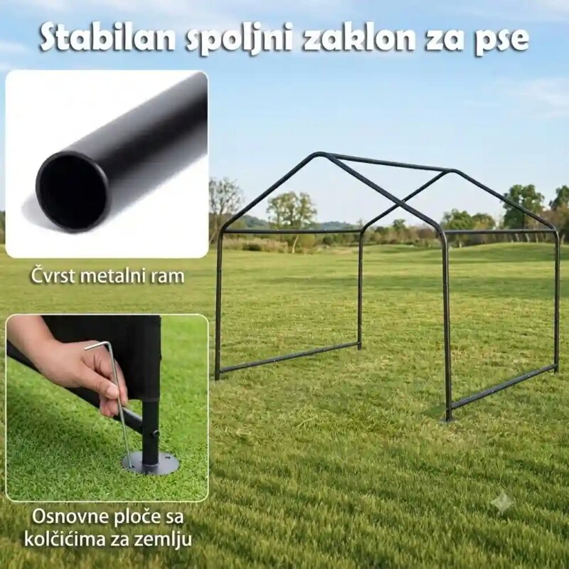 Domaro Nadstrešnica za pse sa vodootpornim krovom 132x116x107cm - pogled 5