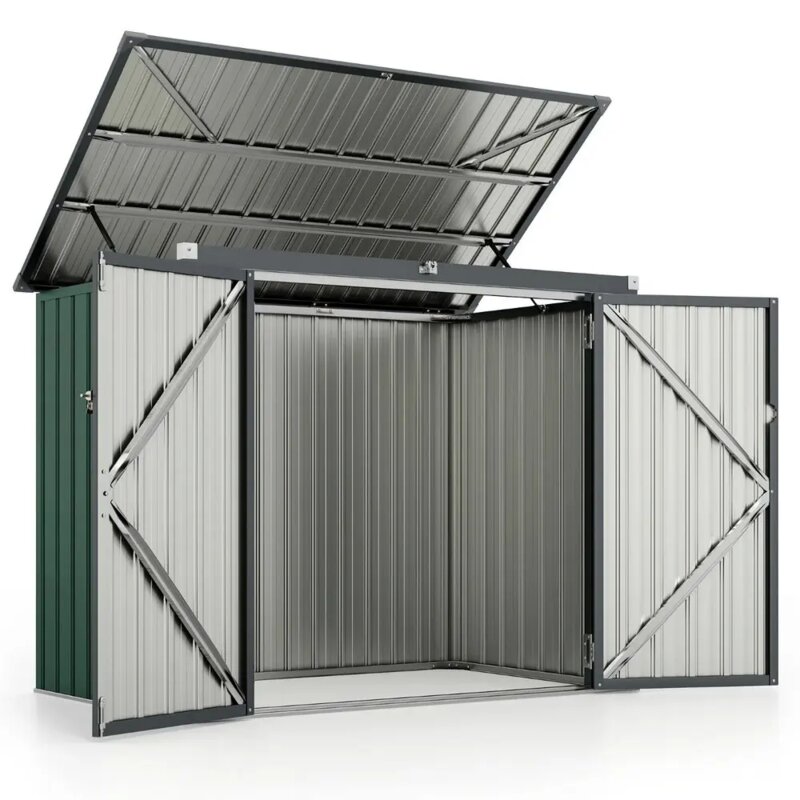 Domaro metalna baštenska kućica za kante za otpatke 172x95x130 cm, zelena - pogled 5
