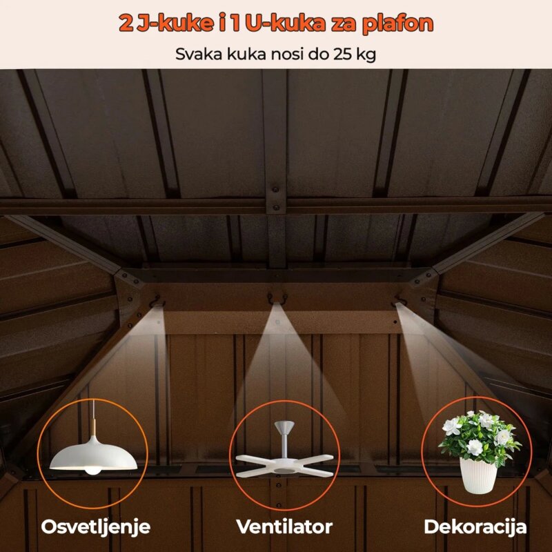 Metalni Baštenski Paviljon LUX sa Zavesama i Mrežom protiv Komaraca 354x294cm - pogled 5