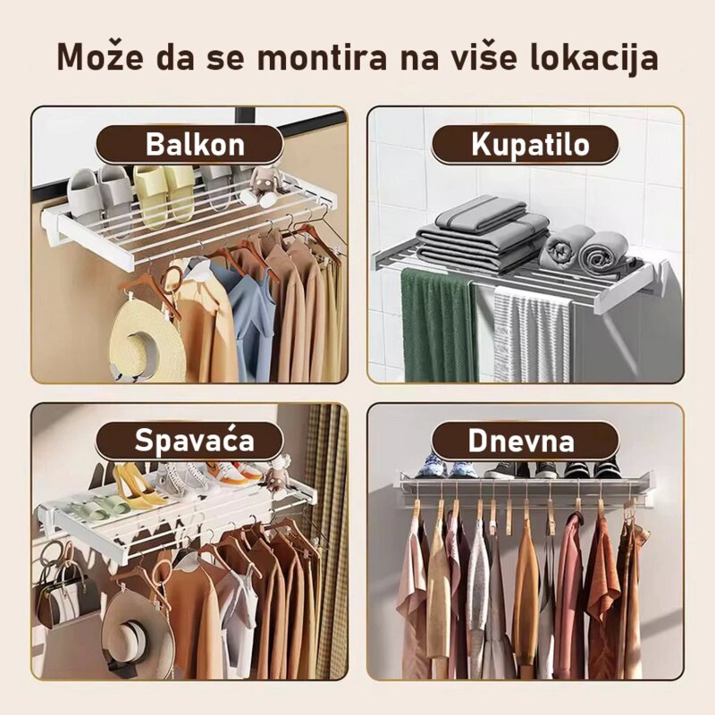 SuperHome Zidna Sklopiva Sušilica za Veš WS-D6, 5,25m - pogled 5