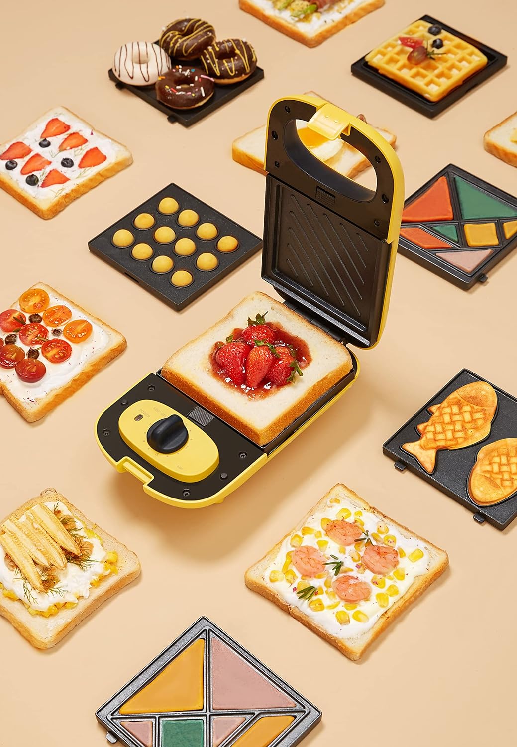 Aparat za sendviče sa zamenjivim pločama Comfee wafel MC-JK1312P201 - pogled 5