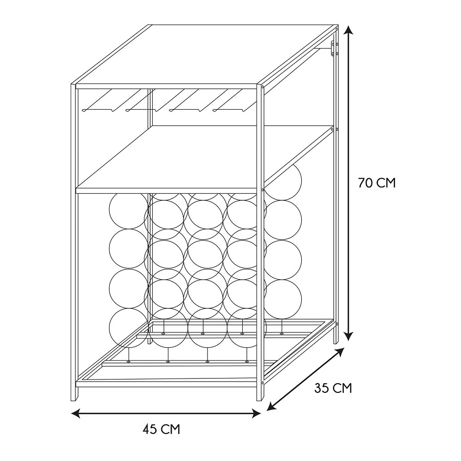 Mini bar Polica za vino sa držačem za čaše - pogled 5