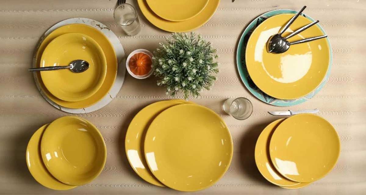Servis za ručavanje od keramike Kutahya Harlek žuti 18 delova - pogled 5