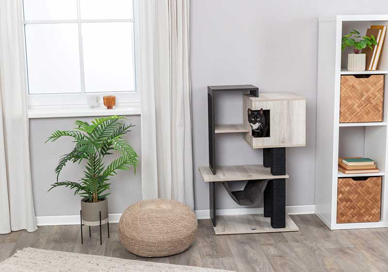 Drvena grebalica za mačke 98cm sa kućicom i krevetom City Style Trixie 44724 - pogled 5