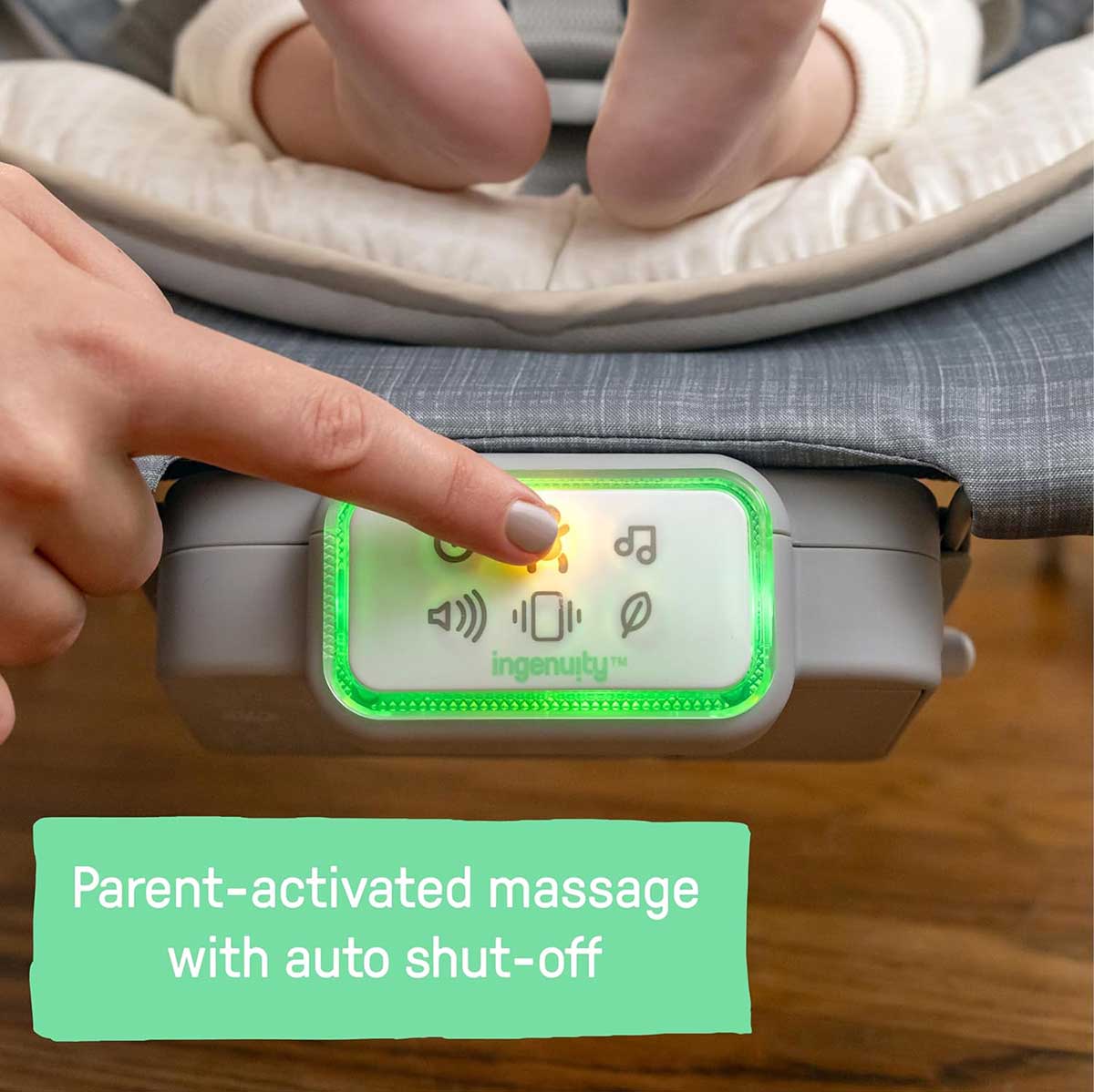 Ingenuity™ Ležaljka za bebe sa vibracijom, melodijama i masažom Happy Belly Parker 16853 - pogled 5