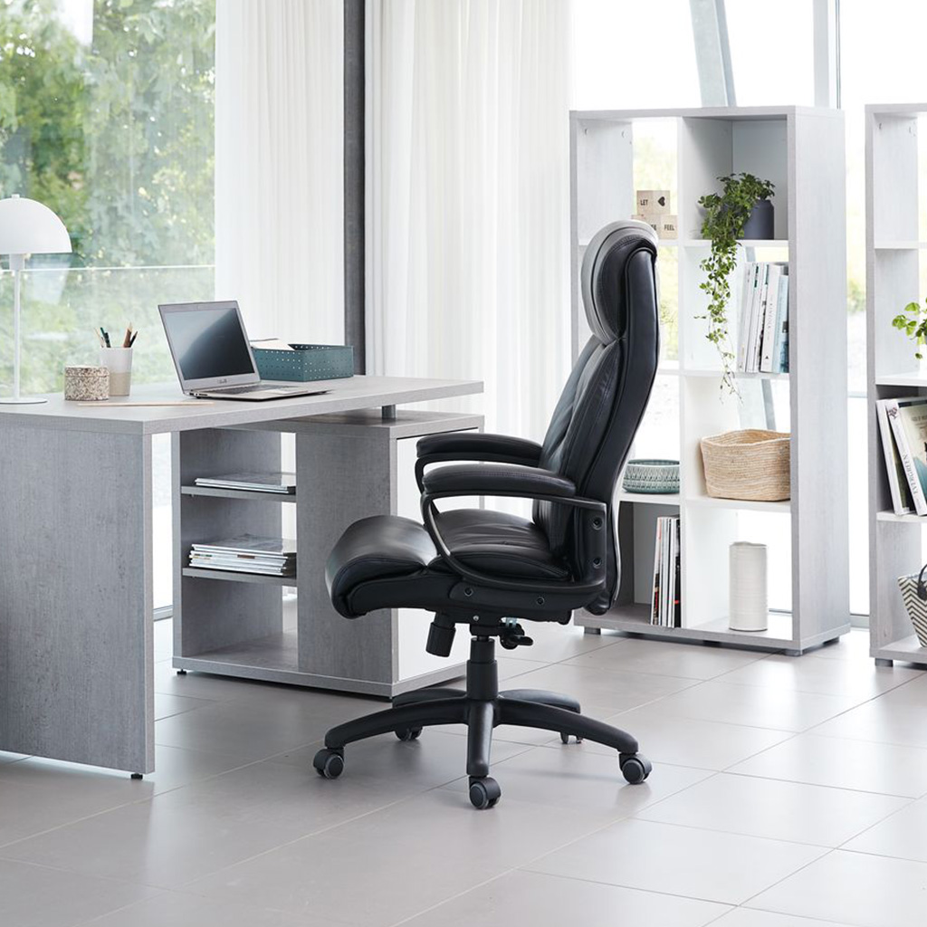 Kancelarijska radna stolica Rondo od crne veštačke kože - pogled 5