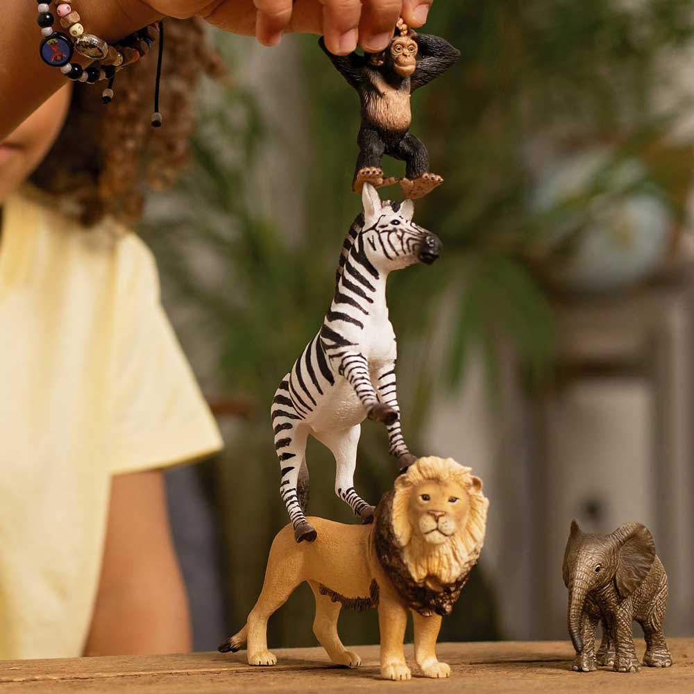 Schleich® Figure Divlje životinje Afričke životinje - Lav, zebra, slon, šimpanza 42721 - pogled 5
