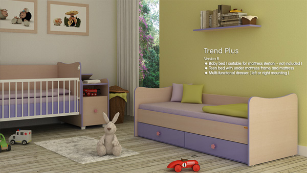 Lorelli Drveni krevetac za bebu Trend Plus White Green - pogled 5