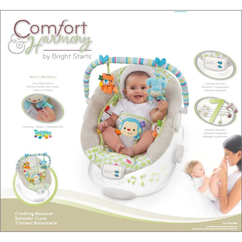 Comfort n Harmony by Bright Starts Bebi ležaljka sa melodijama i vibracijom Merry Monkeys - pogled 5