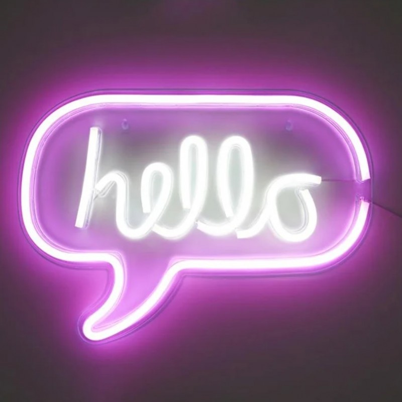 Dekorativna zidna lampa Neonski znak Hello - pogled 5
