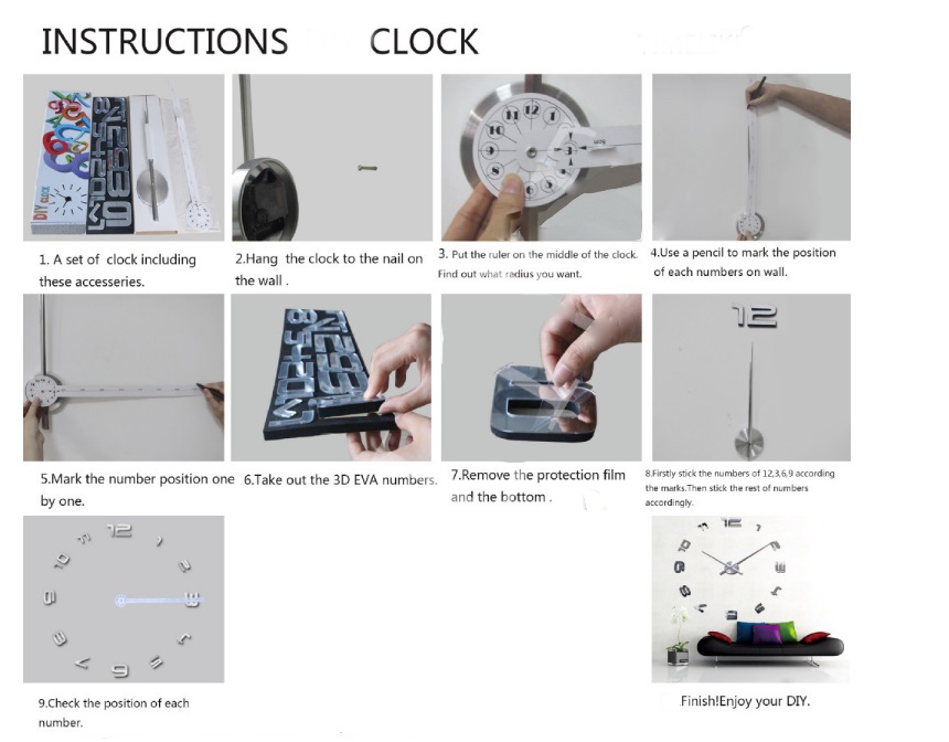 Samolepljivi Zidni Sat 3D T4310S - pogled 5