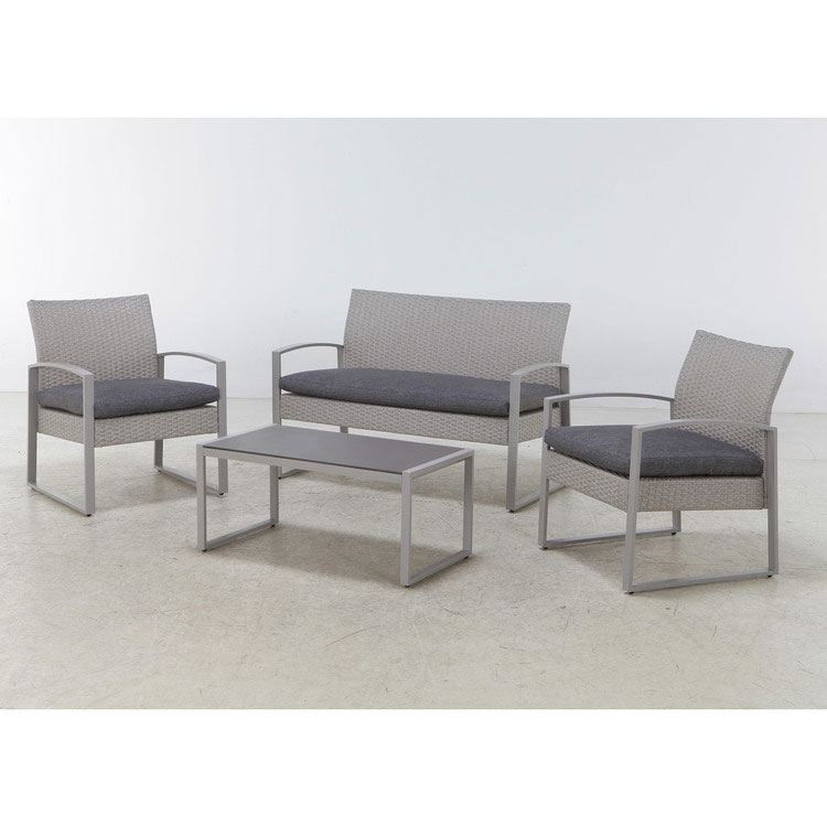 Baštenska Salon Garnitura - 2 Fotelje, Dvosed i Sto Sa Staklom - Metal - Petan - pogled 5