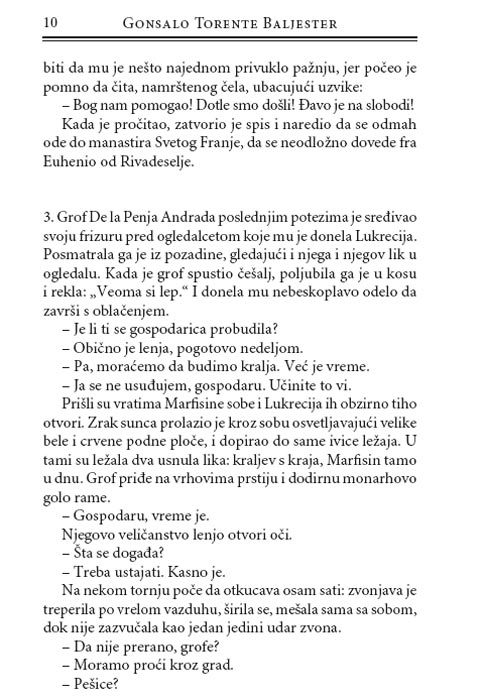 Hronika O Zapanjenom Kralju, Gonsalo Torente Baljester - pogled 5