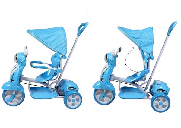 Dečiji tricikl sa tendom u obliku Vespe 410 plavi - pogled 5