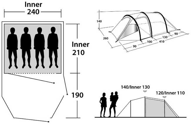 Outwell šator za četiri osobe Earth 4 110412 - pogled 5