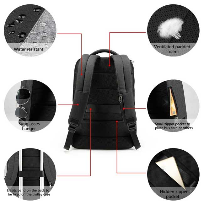 Ranac za laptop sa zaštitom od krađe Tigernu T-B3516 Black - pogled 5