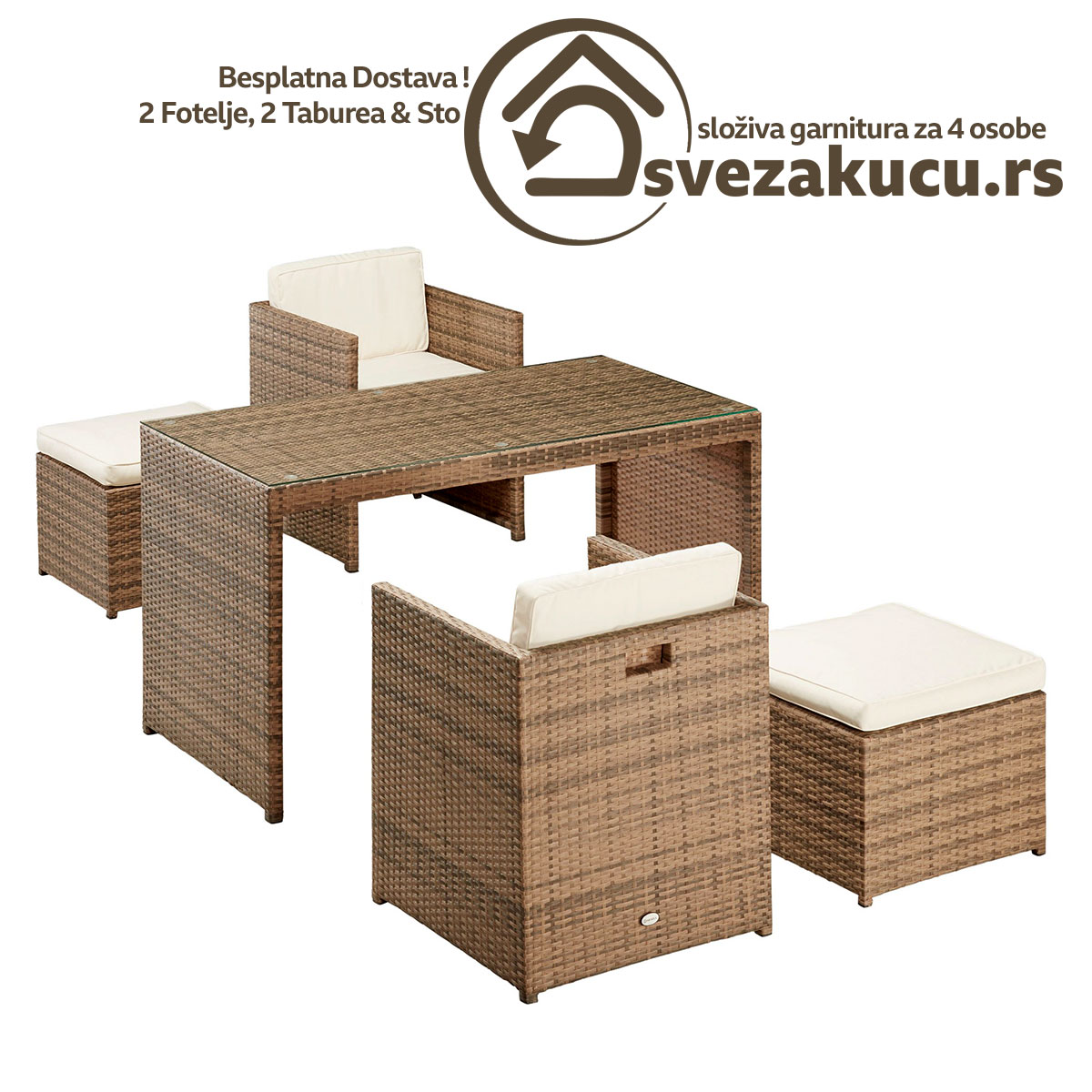 5 u 1 Složiva Baštenska Garnitura Tenor Za 4 Osobe - pogled 5