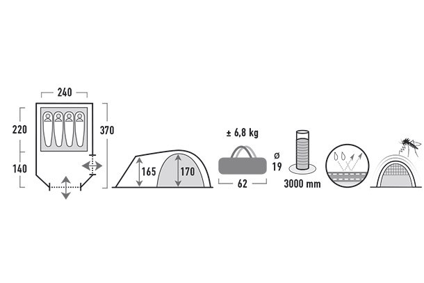 High Peak Šator za četiri osobe Tessin 4 - pogled 5