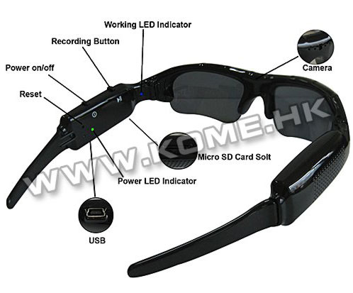 Naočare za sunce sa kamerom i fotoaparatom - CS03-G - pogled 5