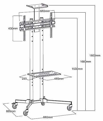 Podni pokretni nosač za TV 32-75 inča Sa policom Kettz TVN-P1323 - pogled 5