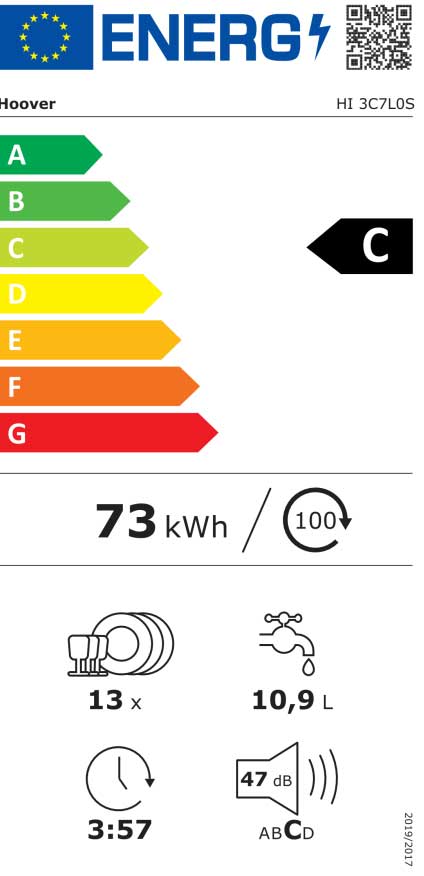 Ugradna mašina za sudove HOOVER Inverter HI 3C7L0S - pogled 5