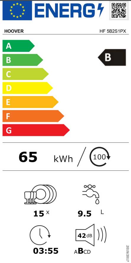 Mašina za pranje sudova za 15 kompleta HOOVER Eco Power inverter HF 5B2S1PX - pogled 5