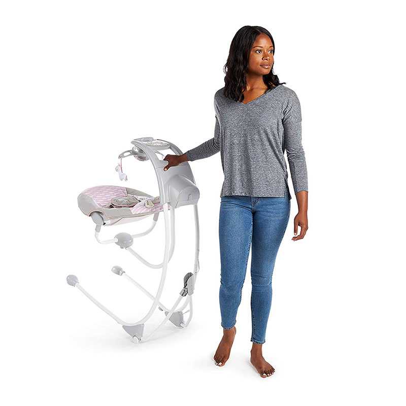 Ingenuity Pametna ljuljaška za bebe  sa melodijama svetlosnim efektima i strujnim adapterom Flora the Unicorn 12165 - pogled 5