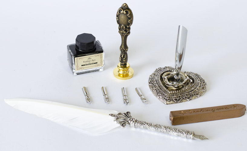 Set za pisanje i kaligrafiju Srebrno Belo Pero - pogled 5