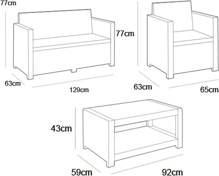 Baštenska garnitura Monaco sa box stolom Grafit - pogled 5