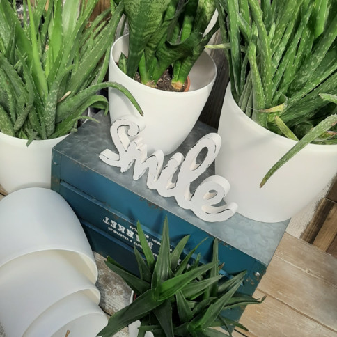 Komplet saksija u mat beloj boji sa unitrašnjom tacnom 8 komada - pogled 5