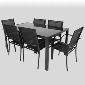6 Stolica i Sto sa staklom - Baštenski Set Farina Black