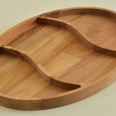 Daska za posluživanje od bukve sa tri udubljenja 