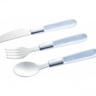 Canpol baby pribor - metalni set nož, viljuška i kašika 9/477, beli