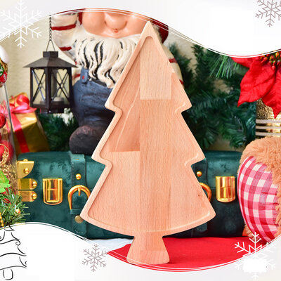 Daska od drveta bukve u obliku jelka sa jednim udubljenjem 35x20cm