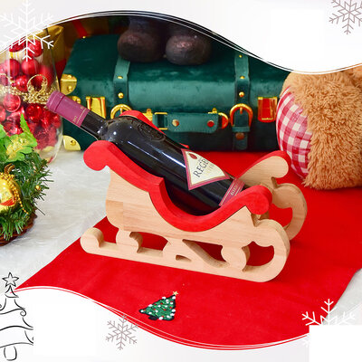 Držač za flašu od drveta bukve u obliku sanki